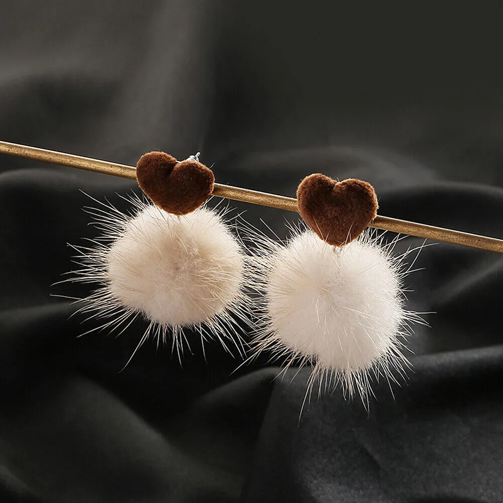 US Pom Pom Flower Balloon Daisy Vintage Heart Cat Star Fruit Earrings /Ear Clips