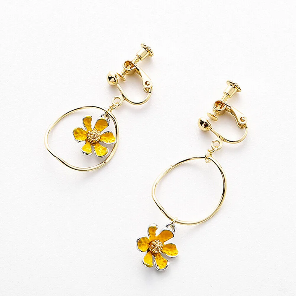 US Pom Pom Flower Balloon Daisy Vintage Heart Cat Star Fruit Earrings /Ear Clips
