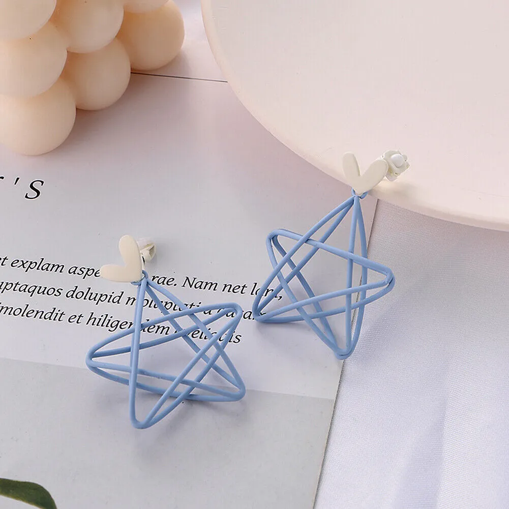 US Pom Pom Flower Balloon Daisy Vintage Heart Cat Star Fruit Earrings /Ear Clips