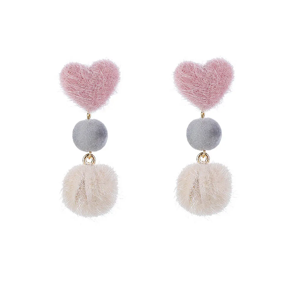 US Pom Pom Flower Balloon Daisy Vintage Heart Cat Star Fruit Earrings /Ear Clips