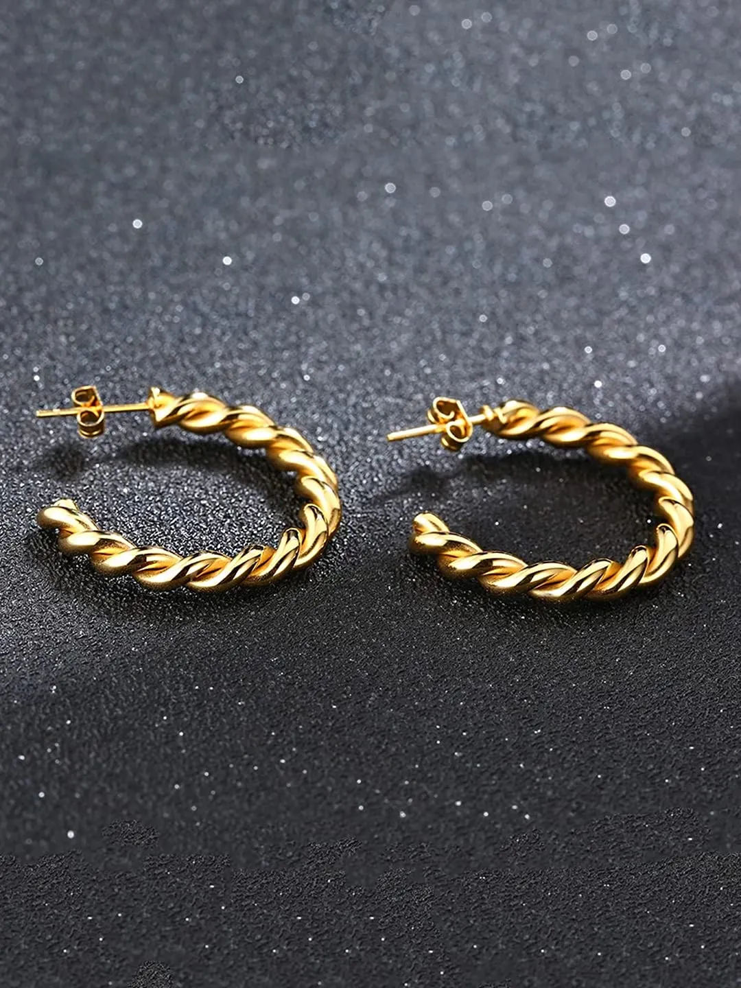 Yellow Chimes Earrings for Women and Girls Golden Hoops Earrings | Gold Plated Twisted Spiral Layered Hoop Earrings for Women | Birthday Gift for girls and women Anniversary Gift for Wife